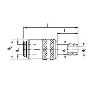 Euro socket 13mm fitting X 14mm hose tail