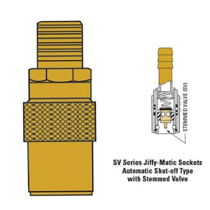 JS201MSV 1/4" hose fitting with 1/8" male thread stop valve