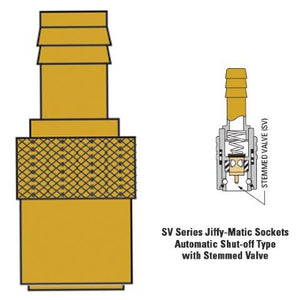 JS204SV  1/4" hose fitting with 1/4" hose tail stop valve