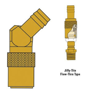 Hose fitting 1/4" socket 45 stem 3/8" hose tail